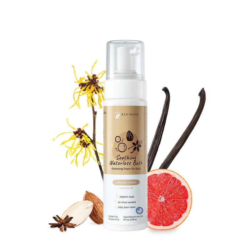 kin+kind Waterless Dry Shampoo for Dogs - Rinse-Free, Eliminate Itch and Odor, Natural Formula with Witch Hazel, Coconut Oil, Olive Oil, Almond and Vanilla - Made in USA - Image 1